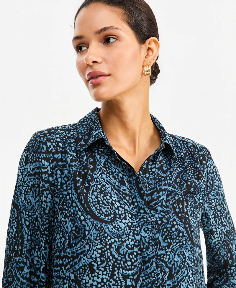 I.n.c. International Concepts Women's Long-Sleeve Button Down Tunic Blouse, Macy's Exclusive