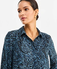 I.n.c. International Concepts Women's Long-Sleeve Button Down Tunic Blouse, Macy's Exclusive