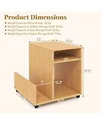 Gymax Room End and Side Tables Gymax Rolling End Table Side Storage Rack 4 Universal Wheels 2 Lockable Wheels
