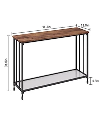 homfan Entryway Console Table -Fluted Glass Structure, 2 Tier Storage Sofa Side for Hallway Living Room Bedroom