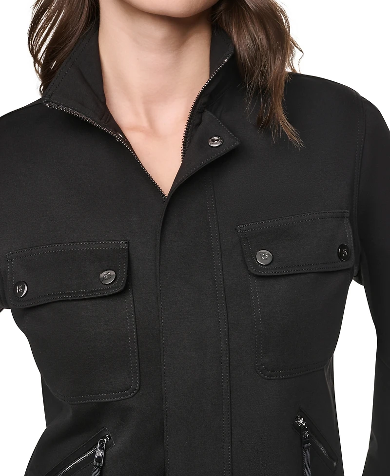 Dkny Women's Soho Ponte Tech Zip-Front Jacket