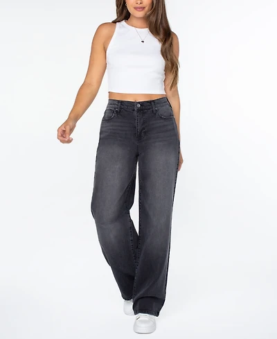 Celebrity Pink Juniors' Elastic-Back Wide-Leg Jeans