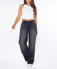 Celebrity Pink Juniors' Elastic-Back Wide-Leg Jeans