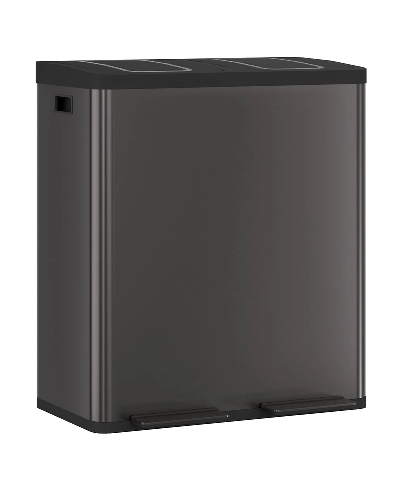 gaomon 2×10.6-gallon double-bin stainless steel trash can set with a foot pedal and soft-close lid, suitable for kitchens, living rooms, bedrooms