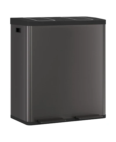 gaomon 2×10.6-gallon double-bin stainless steel trash can set with a foot pedal and soft-close lid, suitable for kitchens, living rooms, bedrooms