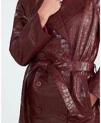 Furniq Uk Women's Sloane Croc Embossed Leather Trench Coat