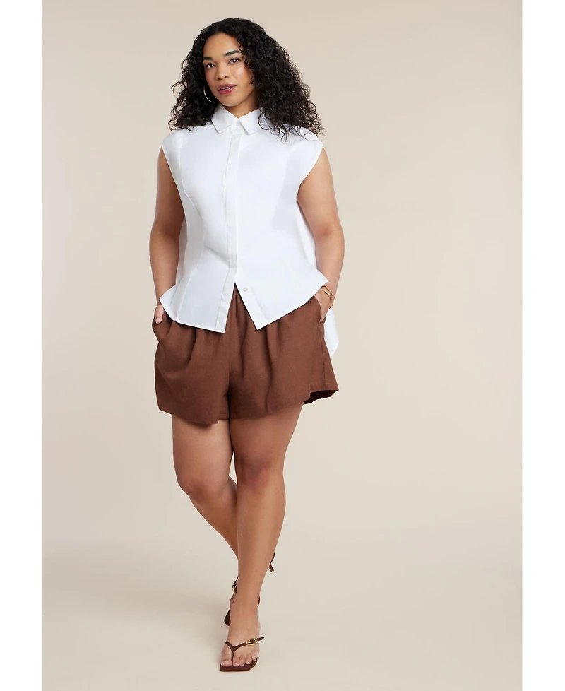 Eloquii Women's Button Up Shirt with Open Back