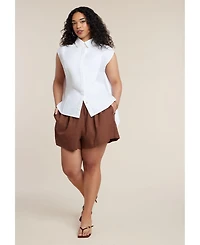 Eloquii Women's Button Up Shirt with Open Back