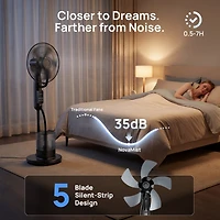 Cowin 16''Oscillating Misting Fan,Misting Pedestal Wheel Fan with 5 Speeds,3 Modes,0.5-7H Timer,4L Humidifier,Quiet Stand Fan for Home,Office