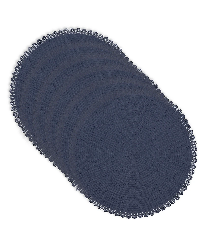 Dainty Home Chantilly 15" Round Woven Placemats Set of 6 - Durable, Reversible and Non-Slip Table Mats