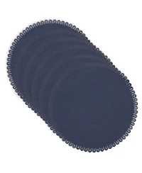 Dainty Home Chantilly 15" Round Woven Placemats Set of 6 - Durable, Reversible and Non-Slip Table Mats