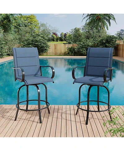 gaomon All-Weather 2 Piece Outdoor Swivel Bar Stools, Patio Chairs with High Back for Patio, Deck, Backyard, Padded