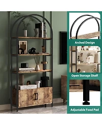 gaomon Arched Bookshelf, 4-Tier Bookshelf and Bookcase with Doors Storage, 71.5 Inch Tall Open Bookcase for Living Room Bedroom Office