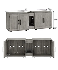 homfan double cat litter box enclosure with dual compartments, engineered wood hidden cabinet, indoor cat house furniture for 2 cats.