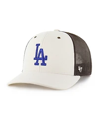Carhartt x '47 Men's Natural/Brown Los Angeles Dodgers Undyed Trucker Adjustable Hat