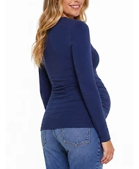Motherhood Maternity Women's Sweetheart Side-Ruched Long Sleeve Tee