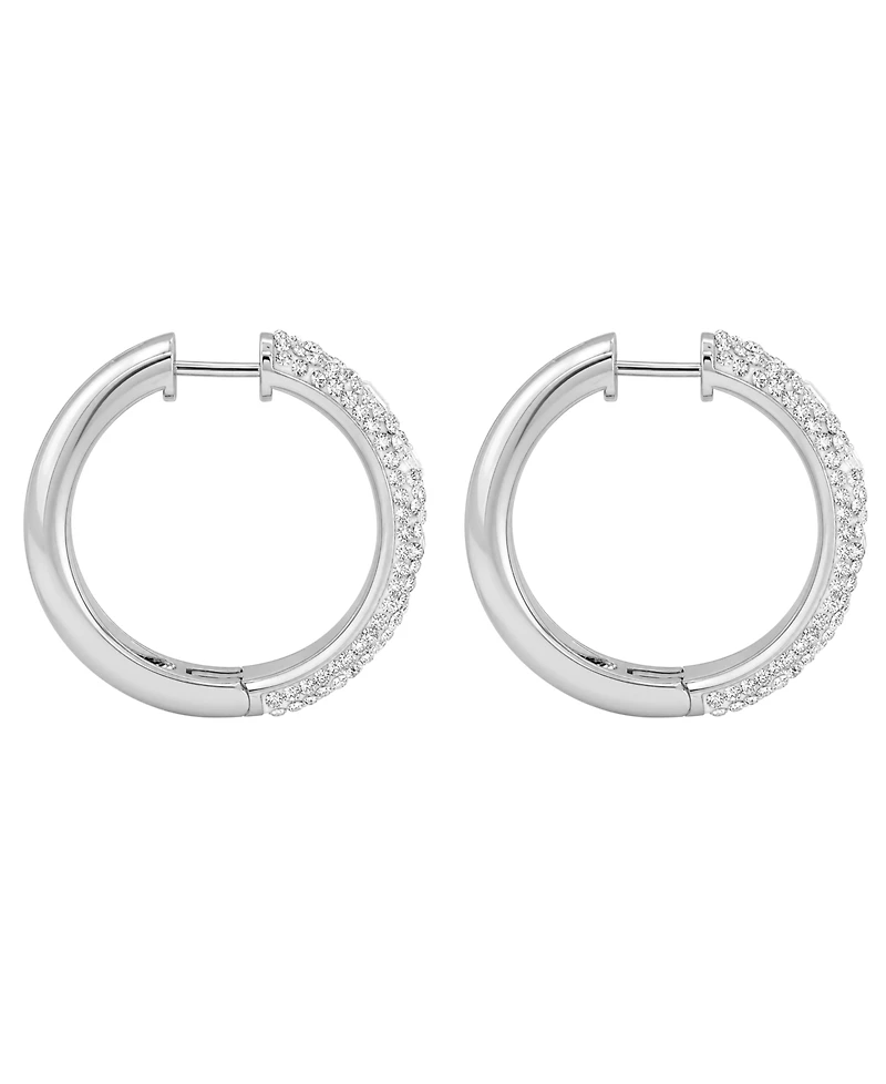 And Now This Crystal Composite Stone Hinged Hoop Earrings