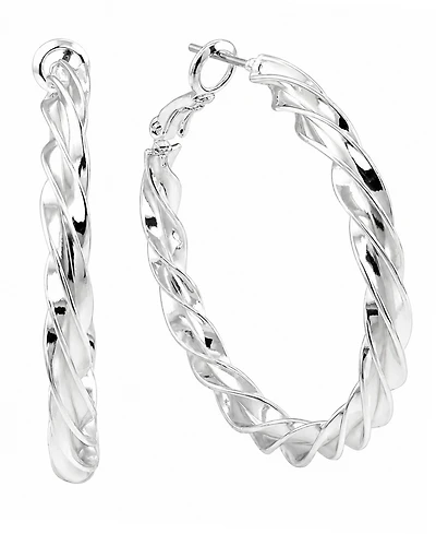And Now This Fine Silver-Tone Plated Twist Omega Hoop Earrings