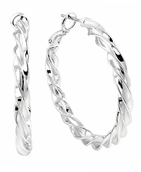And Now This Fine Silver-Tone Plated Twist Omega Hoop Earrings