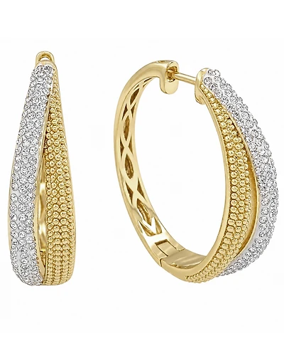 And Now This Crystal Split Texture Hoop Earrings