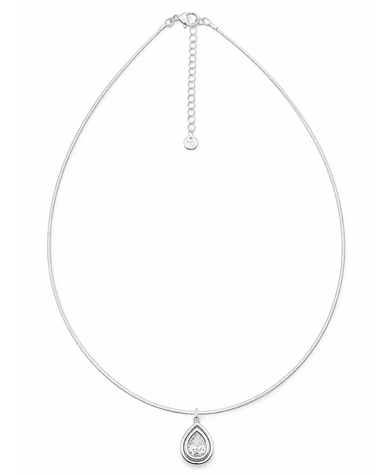And Now This Cubic Zirconia Fine Silver-Tone Plated Slider Pendant Necklace