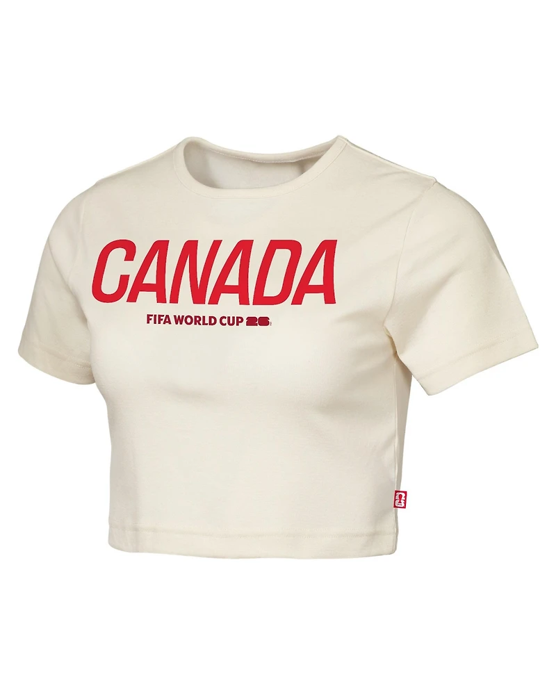Outerstuff Women's Natural Canada Fifa World Cup 2026 Elote Squad Cropped T-Shirt
