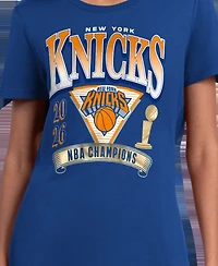 G-iii 4Her by Carl Banks Women's Blue New York Knicks 2026 Nba Finals Champions Crewneck T-Shirt