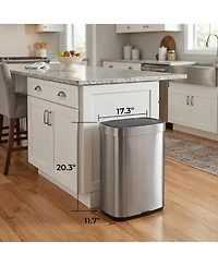 Mega Casa 13-Gallon Motion Sensor Trash Can, Stainless Steel 50-Liter Automatic Touchless Waste Bin with Silent Close Lid