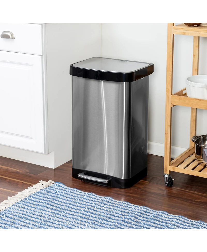 Mega Casa 14.5 Gal./55 Liter Rectangle Step-On Stainless Steel Trash Can for Kitchen