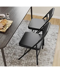 gaomon 8 Pack All-Steel Folding Chairs with Backrest, Heavy Duty Metal Foldable Dining Chair Set of 8 Hold Up to 350 Lbs, Black Portable Chair