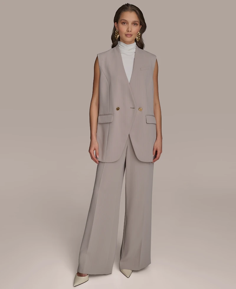 Donna Karan New York Petite V-Neck One-Button Vest