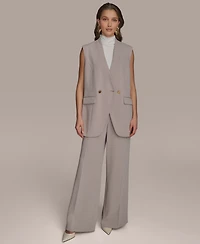 Donna Karan New York Petite V-Neck One-Button Vest