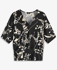 I.n.c. International Concepts Women's Floral V-Neck Short-Sleeve Blouse, Macy's Exclusive