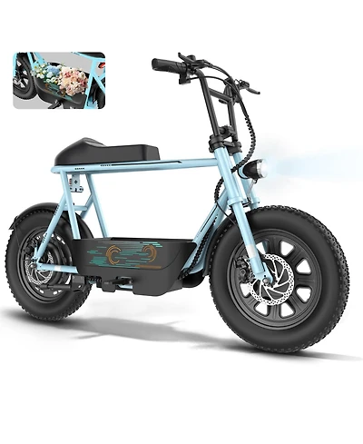 Caroma Peak Electric Scooter with Seat, Rated power 350W, 16"x3" Fat Tire E-scooter All-Terrain, Max Miles 20MPH