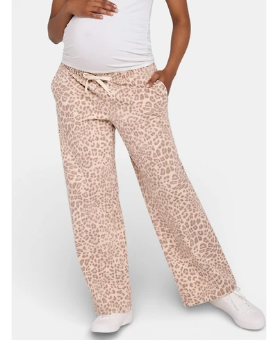 Motherhood Maternity Women's Under the Belly Tie Waist Denim Wide Leg Pant
