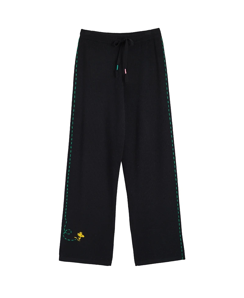 Chinti & Parker Women's Wool-Cashmere Peanuts Stripe Wide Leg Track Pants