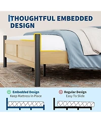 Gaomon Rattan Bed Frame with woven headboard and footboard, sturdy slatted support, no box spring needed, perfect for bedroom