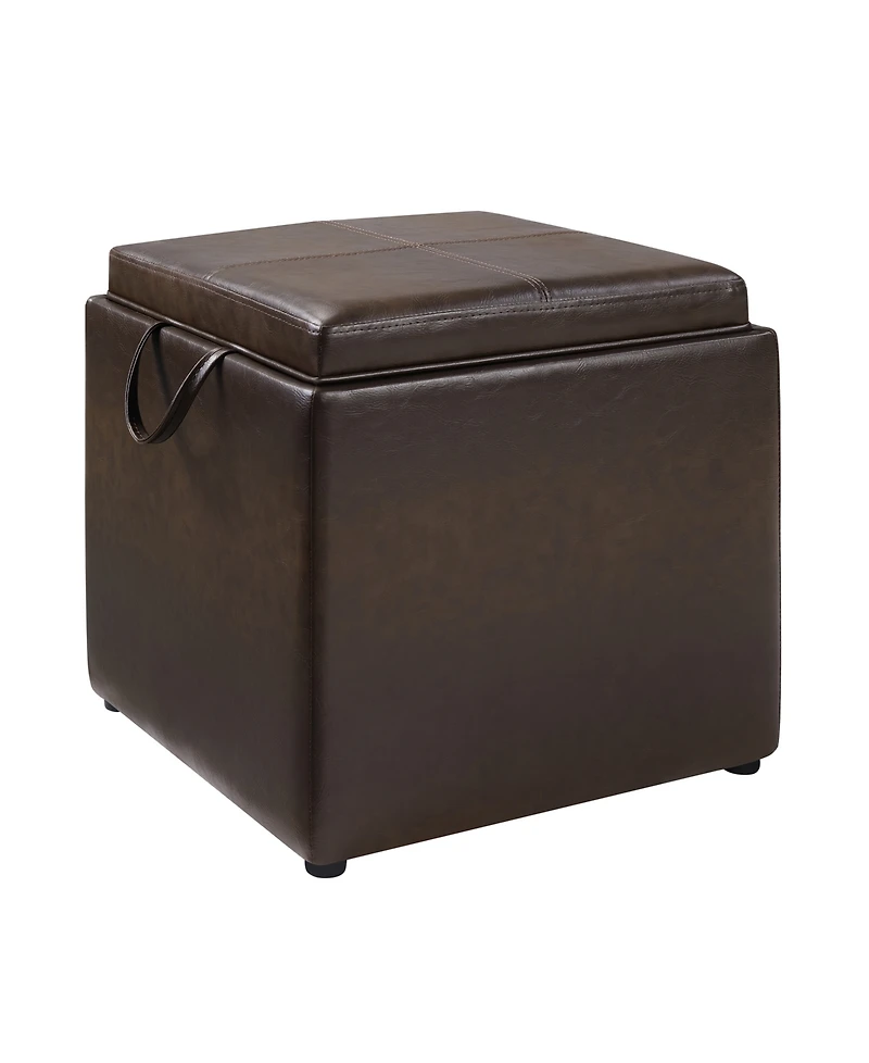 Convenience Concepts Designs4Comfort Park Avenue Single Ottoman with Stool and Reversible Tray
