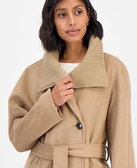 Calvin Klein Women's Double-Breasted Wrap Knit-Collared Coat