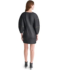 Bcbg Women's Denim V-Neck 3/4-Sleeve Mini Dress