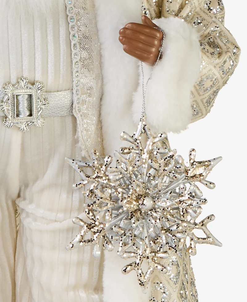 Holiday Lane Opulence African American Standing Santa with Staff and Snowflake, Macy's Exclusive