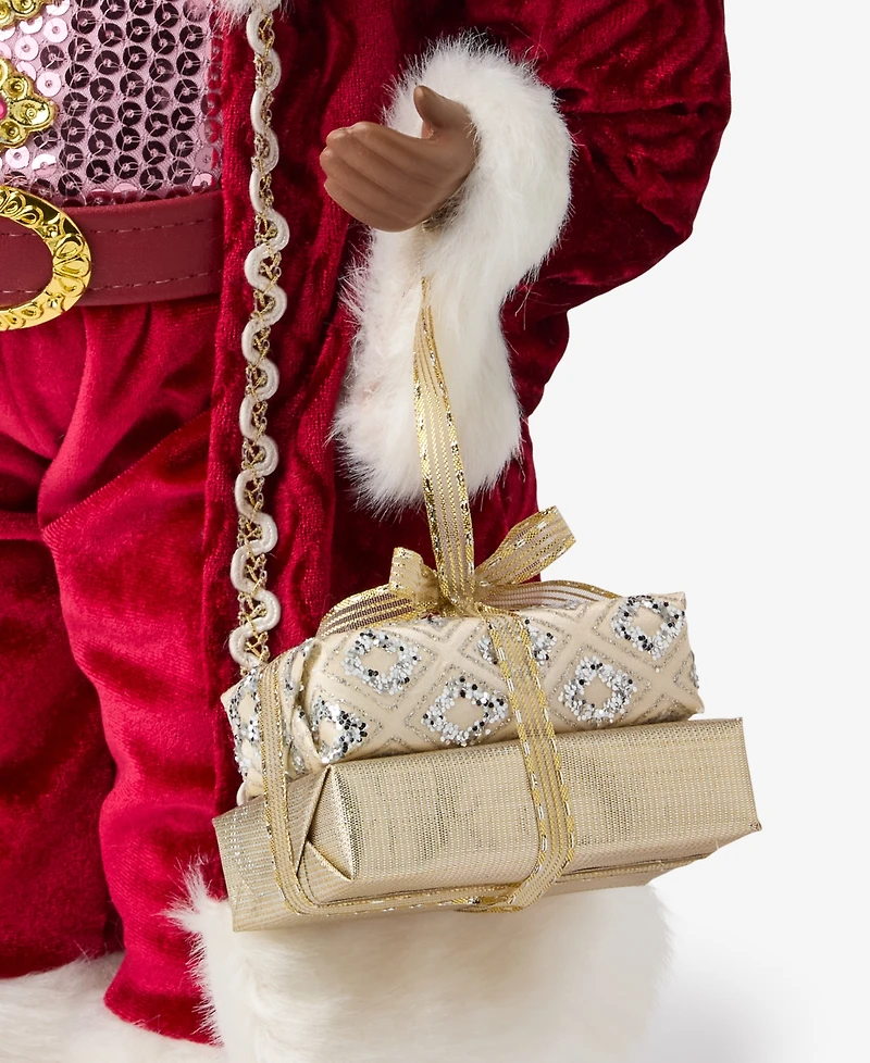 Holiday Lane Whimsy African American Standing Santa with Tree and Gifts, Macy's Exclusive