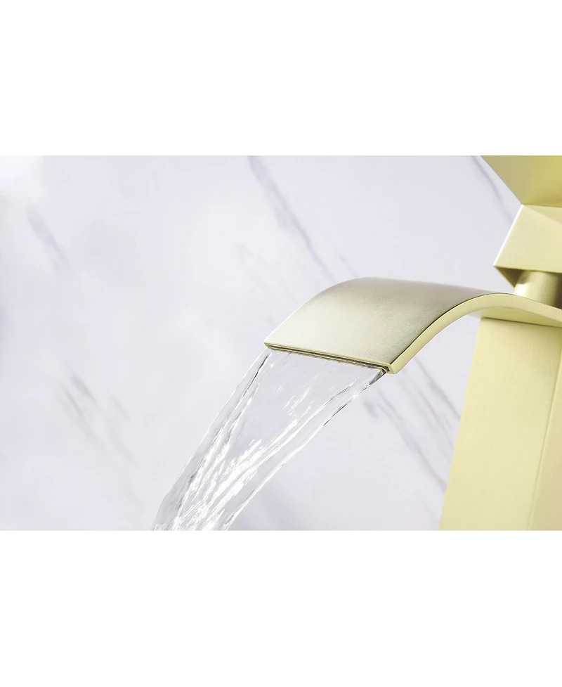 Midola Waterfall Spout Bathroom Sink Single Handle Faucet with Pop-Up Drain (with Overflow) for Bathroom