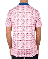 Society of Threads Men's Regular Fit Fish Print Performance Polo