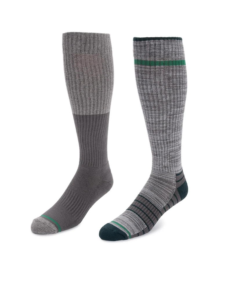 Muk Luks Men's 2 Pair Pack Compression Knee High Cotton Socks