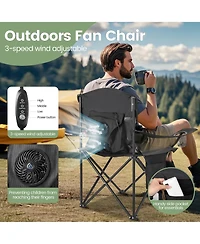 Aofar 2pcs Camping Chairs With Fan Lightweight Portable Foldable Outdoor