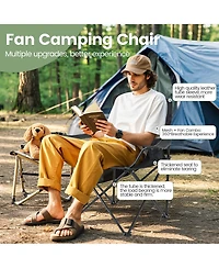 Aofar 2pcs Camping Chairs With Fan Lightweight Portable Foldable Outdoor