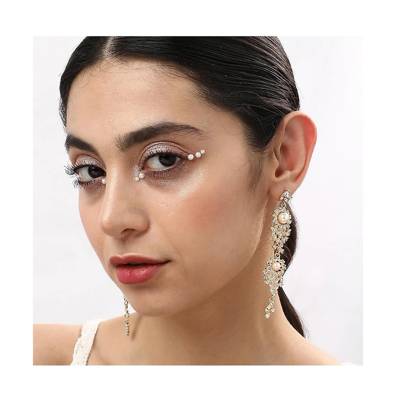 Sohi Women's Gold Dazzling Drop Earrings