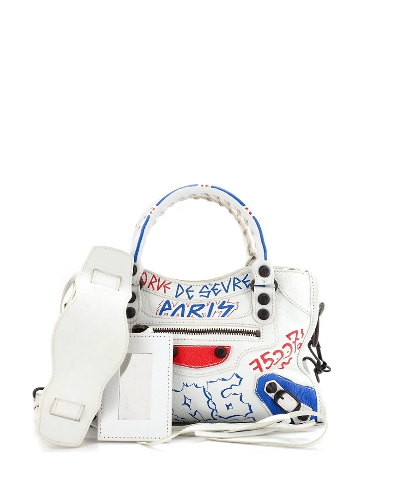 Pre-Owned Balenciaga Mini City Graffiti Classic Studs Bag Leather