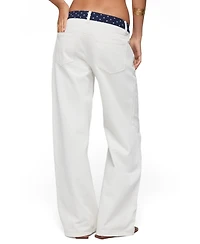 Edikted Women's Polka Dot Waistband Low Rise Baggy Jeans